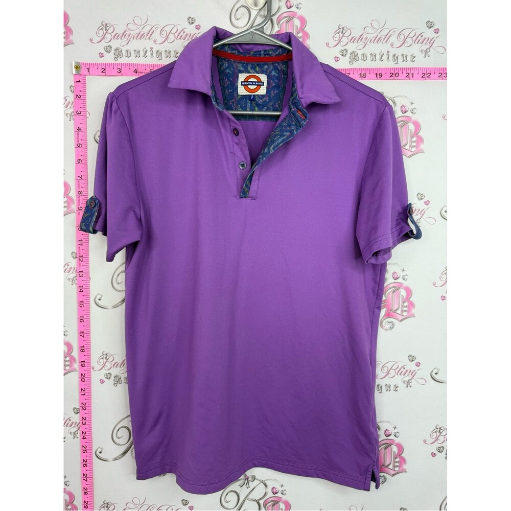 JERMYN & BOND shirt Men's Purple Polo with Patterned trim